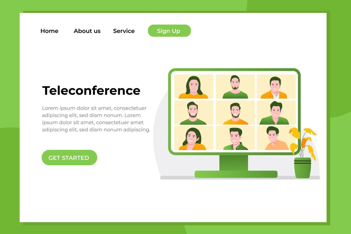 Video Conference landing page for web, mobile apps, etc vector