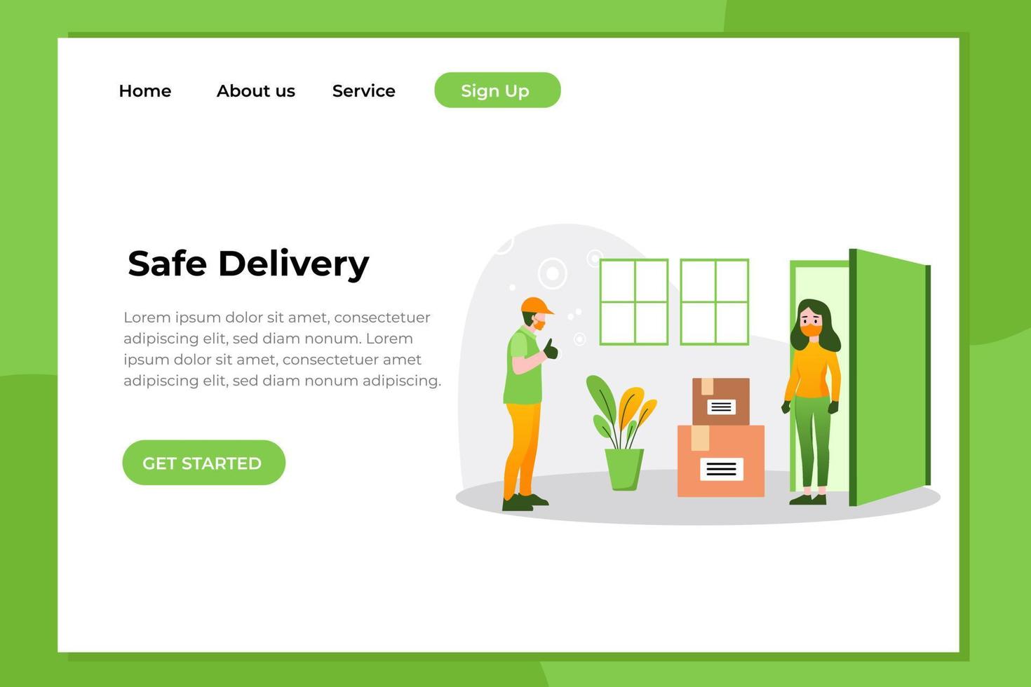 Modern flat design concept Illustration of Contactless Delivery Landing page vector