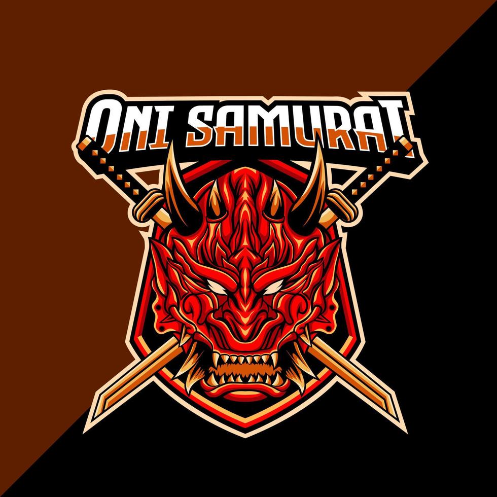 oni mask samurai esport logo template. easy to edit and customize vector