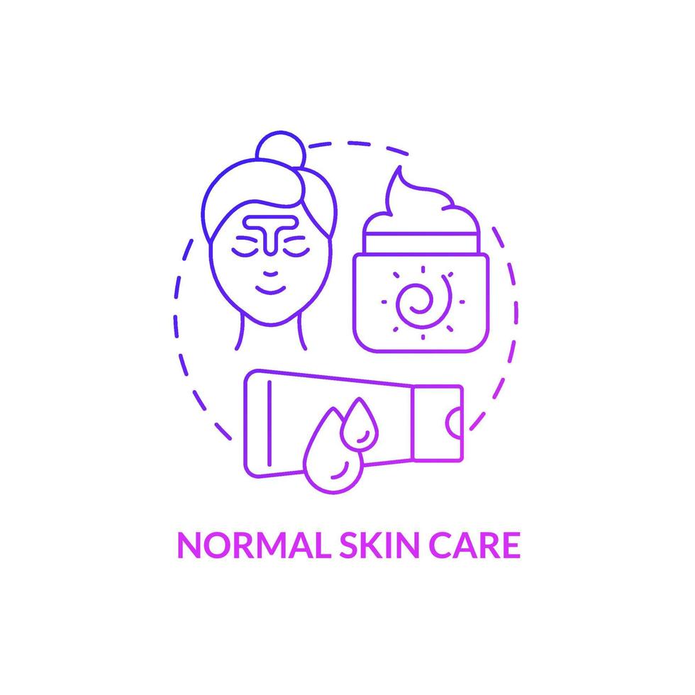 Normal skin care purple gradient concept icon. Beauty procedures. Cosmetological routine abstract idea thin line illustration. Isolated outline drawing. Roboto-Medium, Myriad Pro-Bold fonts used vector