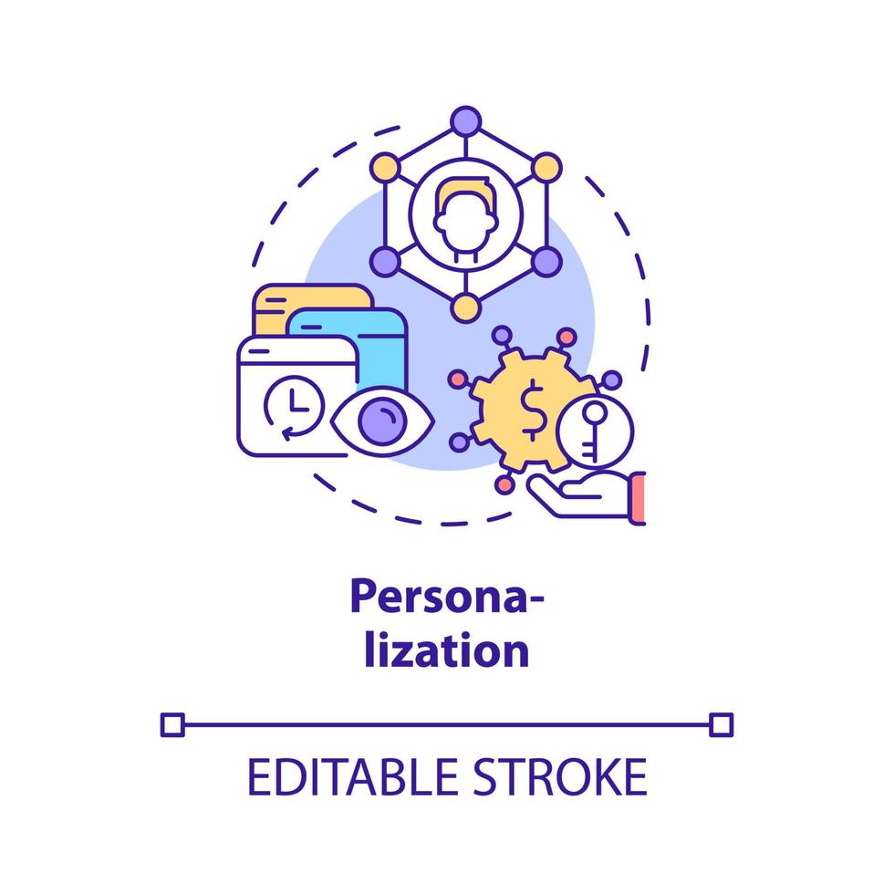 Personalization concept icon. Advantages of electronic learning abstract idea thin line illustration. Isolated outline drawing. Editable stroke. Roboto-Medium, Myriad Pro-Bold fonts used vector