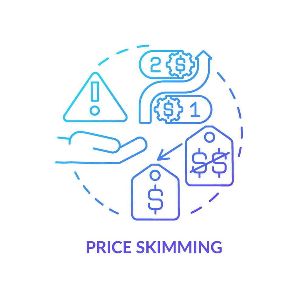 Price skimming blue gradient concept icon. Pricing optimization abstract idea thin line illustration. Attracting discount shoppers. Isolated outline drawing. Roboto-Medium, Myriad Pro-Bold fonts used vector