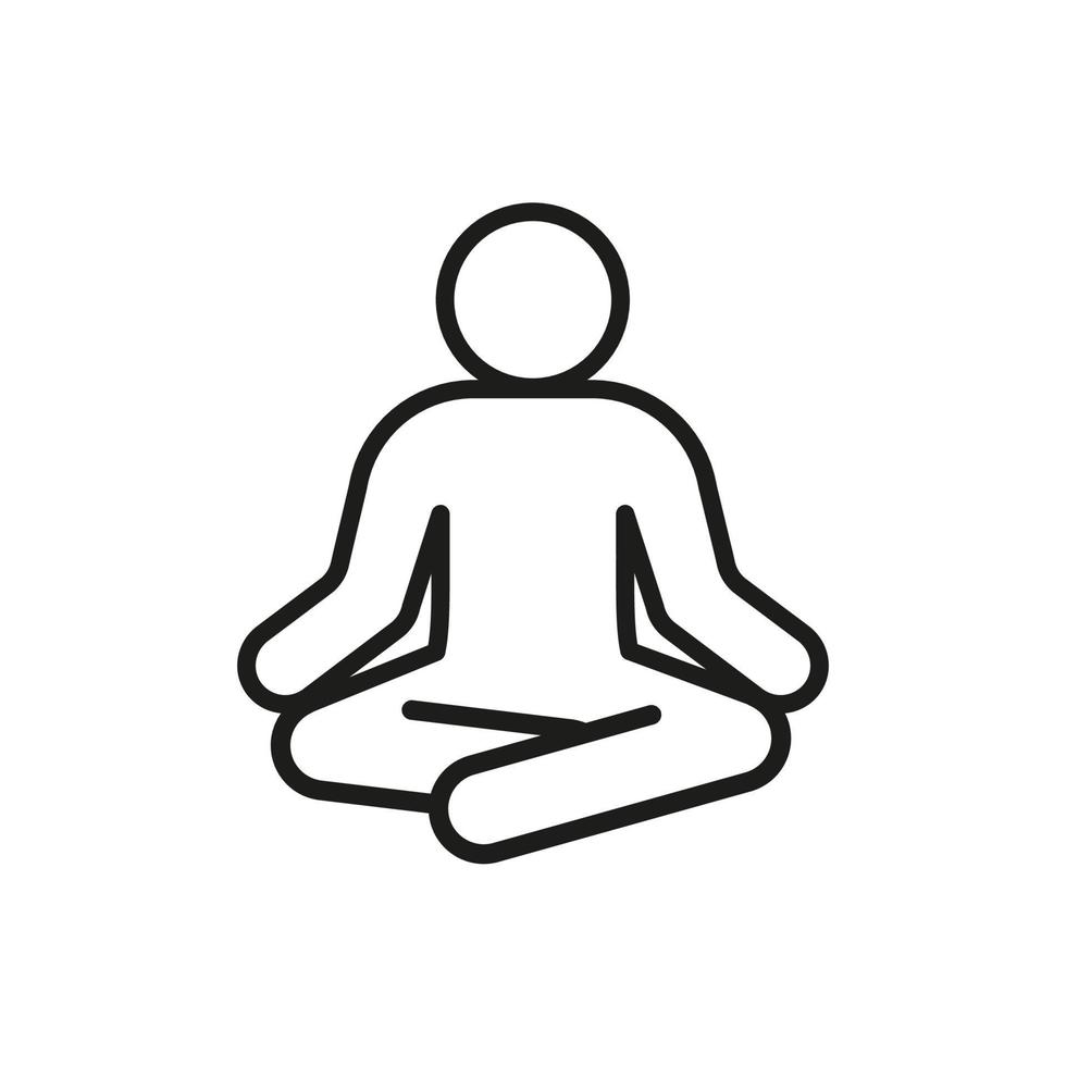 meditar yoga, persona sentada en posición de loto, icono de línea. relajación, tranquilidad, descanso, mantener la calma. ilustración vectorial vector
