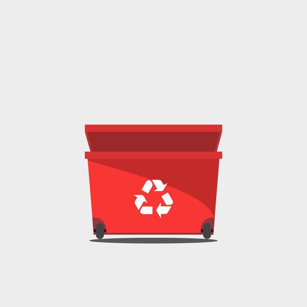 rubbish bin vector character. icon big red trash can