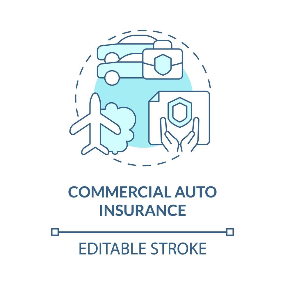 Commercial auto insurance turquoise concept icon. Company claims abstract idea thin line illustration. Isolated outline drawing. Editable stroke. Roboto-Medium, Myriad Pro-Bold fonts used vector