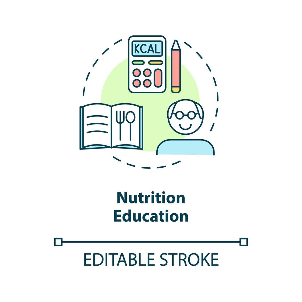 Nutrition education concept icon. Learn to choose healthy food abstract idea thin line illustration. Isolated outline drawing. Editable stroke. Roboto-Medium, Myriad Pro-Bold fonts used vector