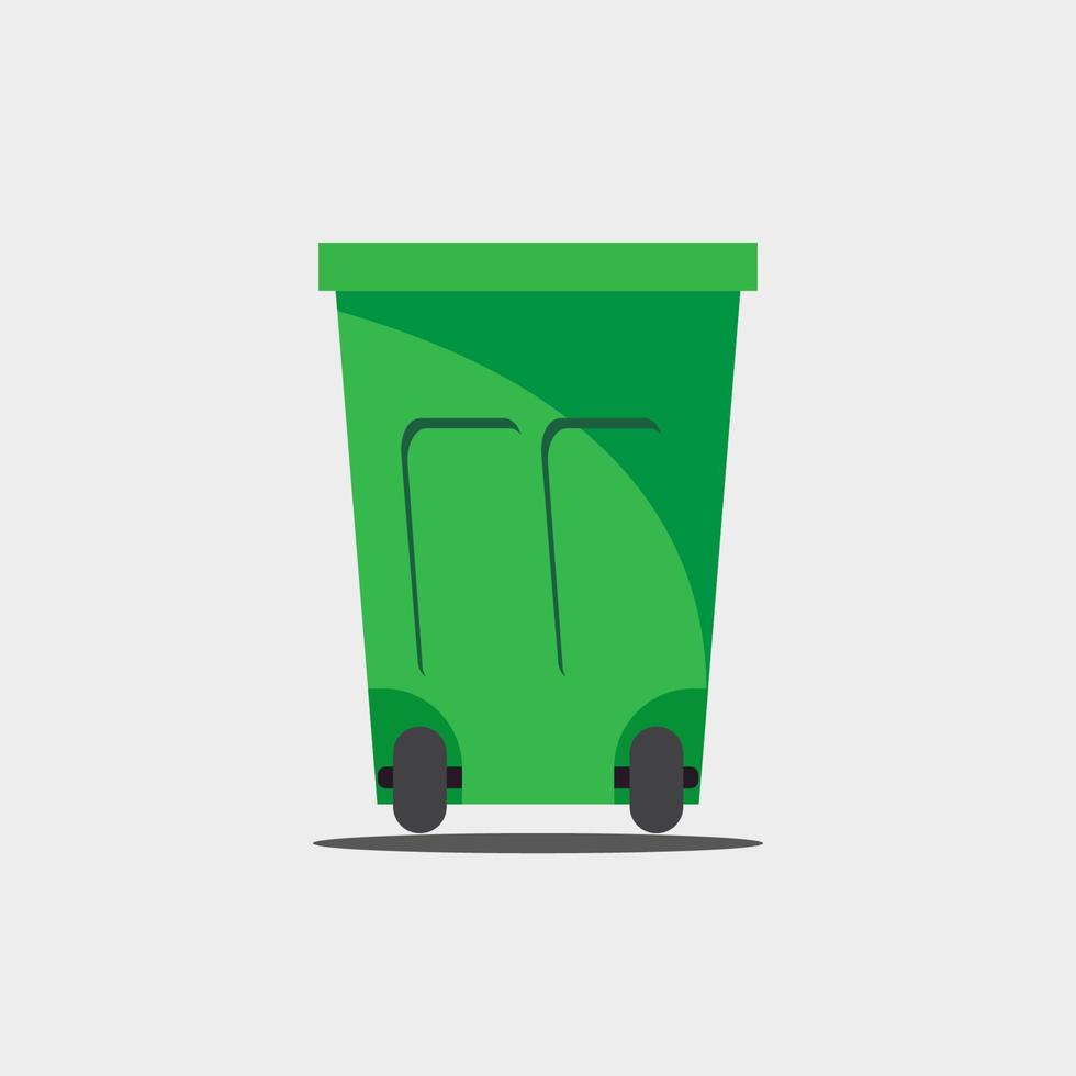 carácter de vector de cubo de basura. cubo de basura icono verde sin tapa