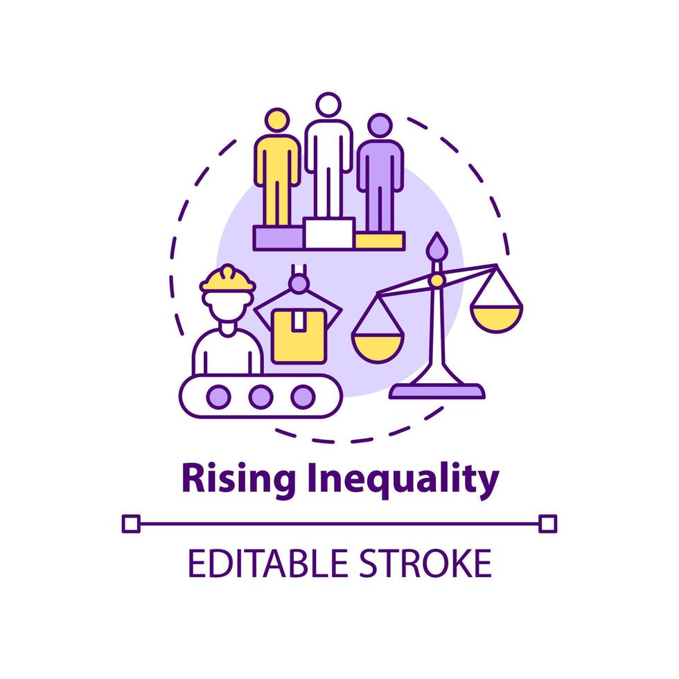 Rising inequality concept icon. Negative impact of automation abstract idea thin line illustration. Isolated outline drawing. Editable stroke. Roboto-Medium, Myriad Pro-Bold fonts used vector