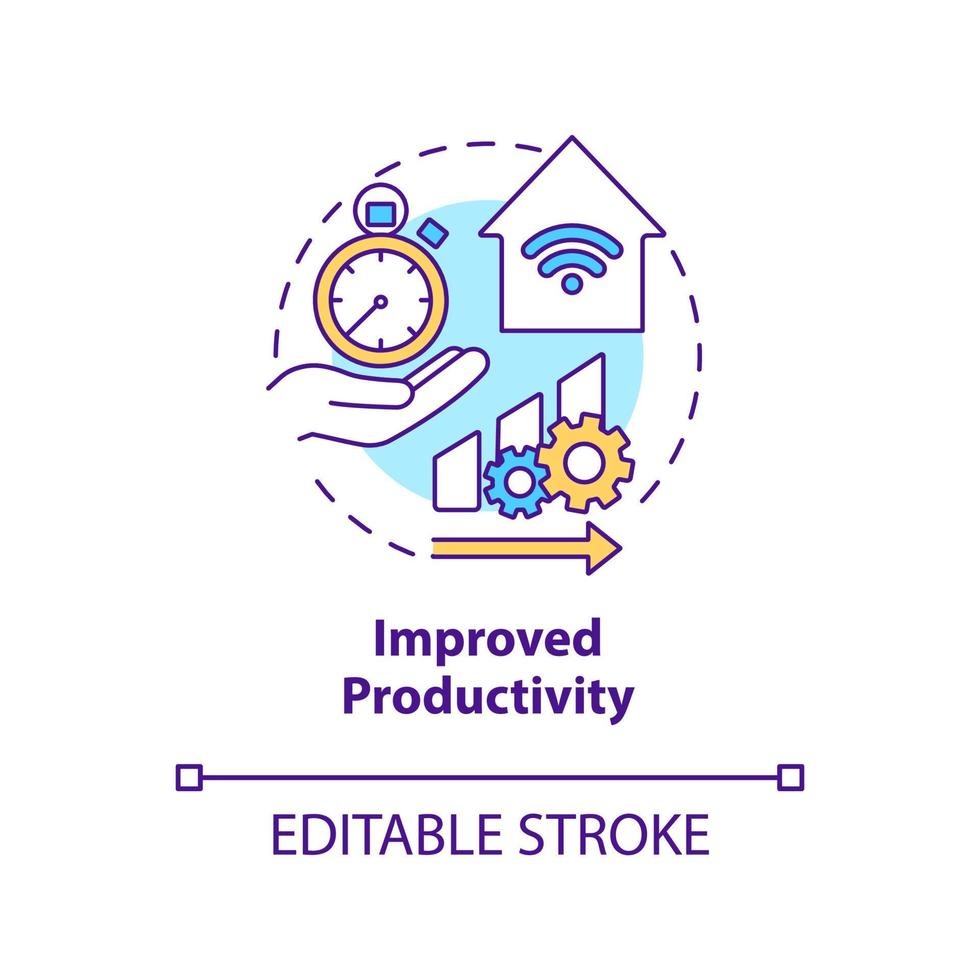 Improved productivity concept icon. Home automation advantages abstract idea thin line illustration. Isolated outline drawing. Editable stroke. Roboto-Medium, Myriad Pro-Bold fonts used vector