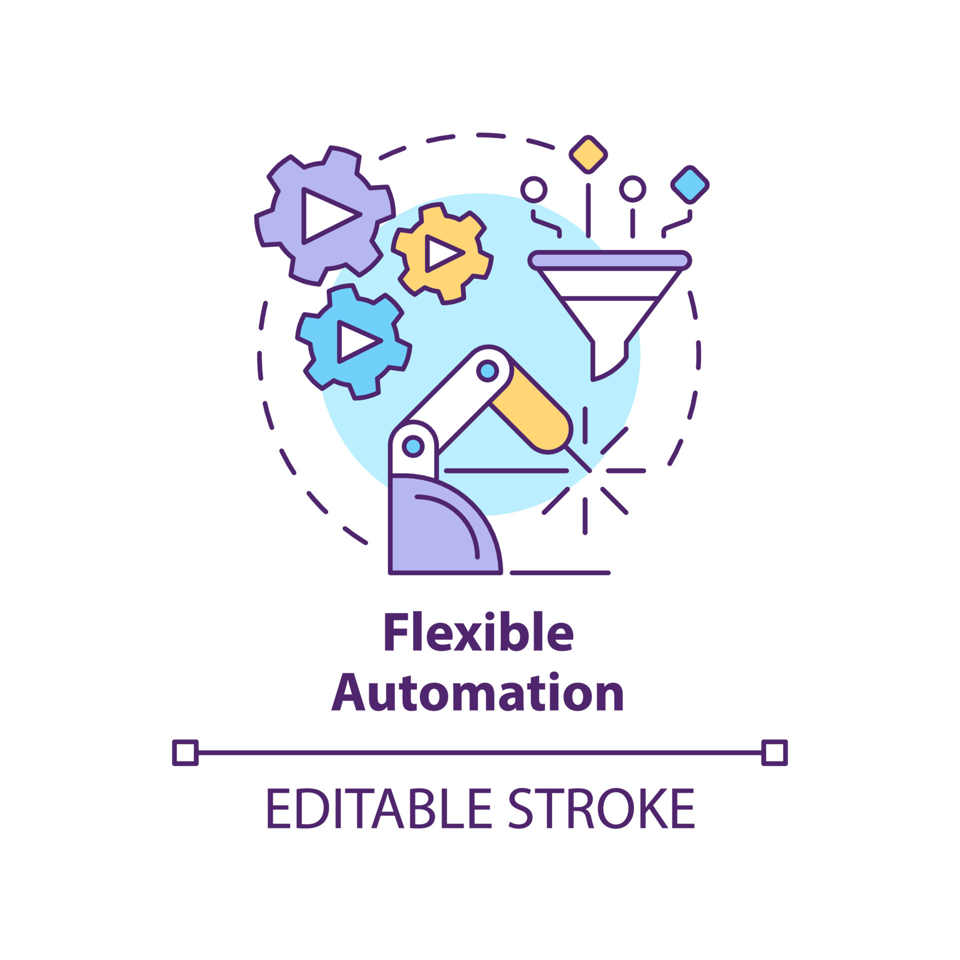 Flexible automation concept icon. Extended programmable automation abstract  idea thin line illustration. Isolated outline drawing. Editable stroke.  Roboto-Medium, Myriad Pro-Bold fonts used 6409035 Vector Art at Vecteezy