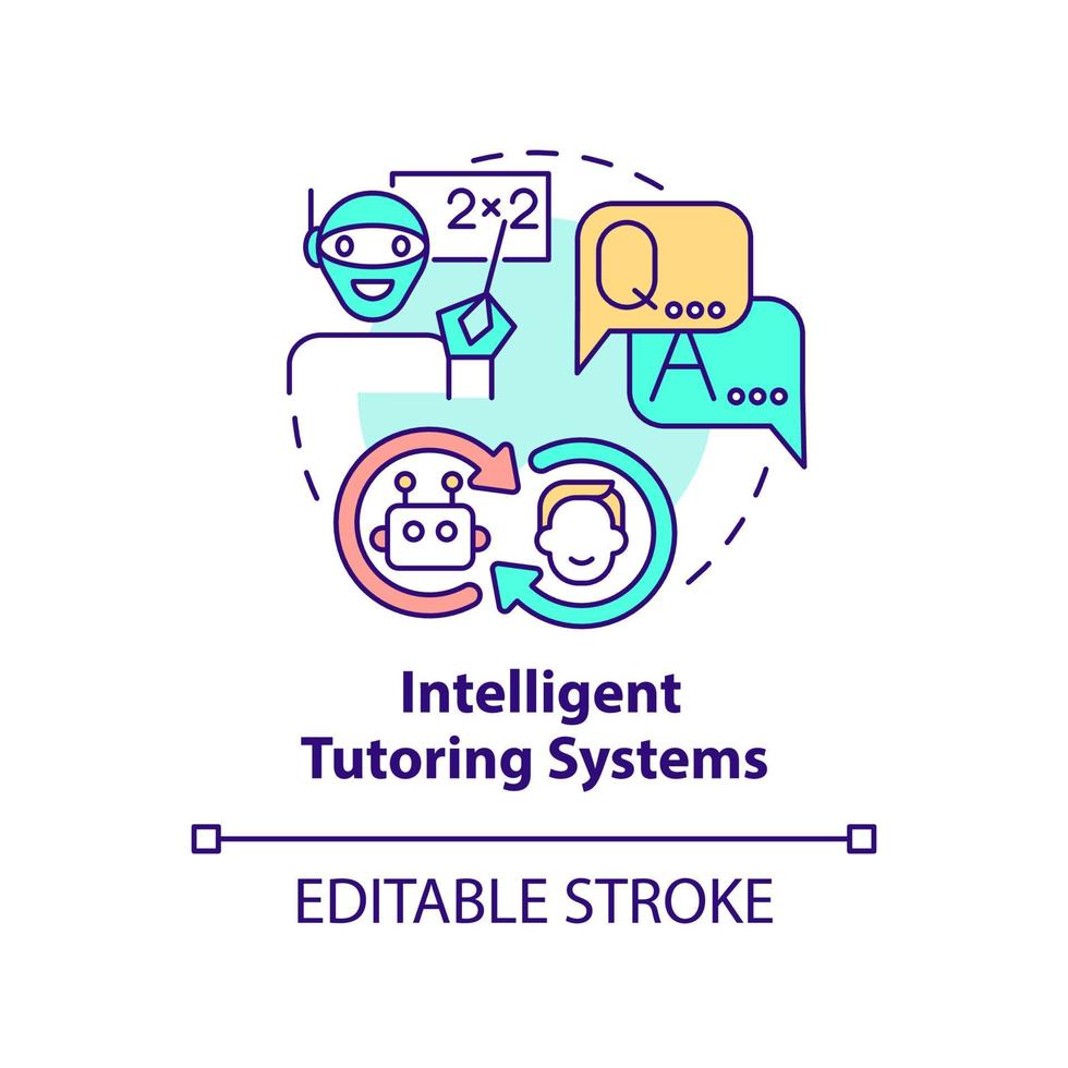 Intelligent tutoring system concept icon. Education technology abstract idea thin line illustration. Isolated outline drawing. Editable stroke. Roboto-Medium, Myriad Pro-Bold fonts used vector