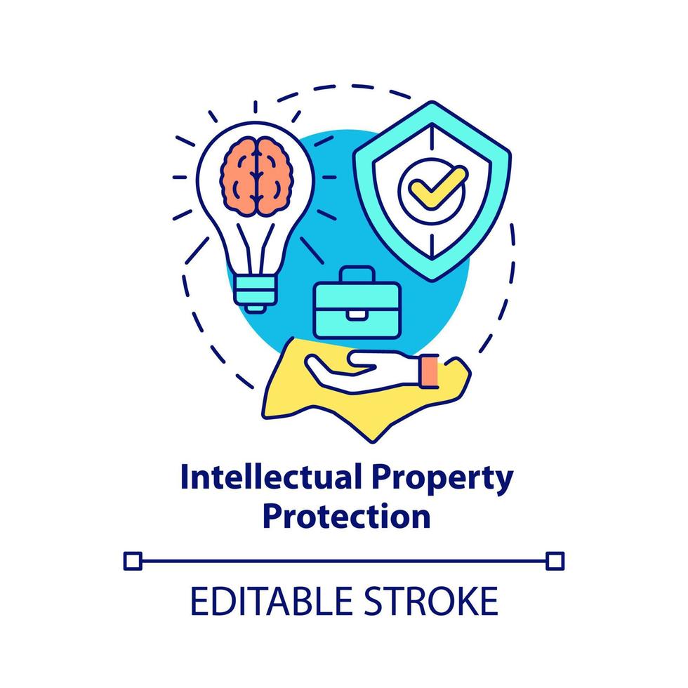 Intellectual property protection concept icon. Secure innovative enterprises abstract idea thin line illustration. Isolated outline drawing. Editable stroke. Roboto-Medium, Myriad Pro-Bold fonts used vector