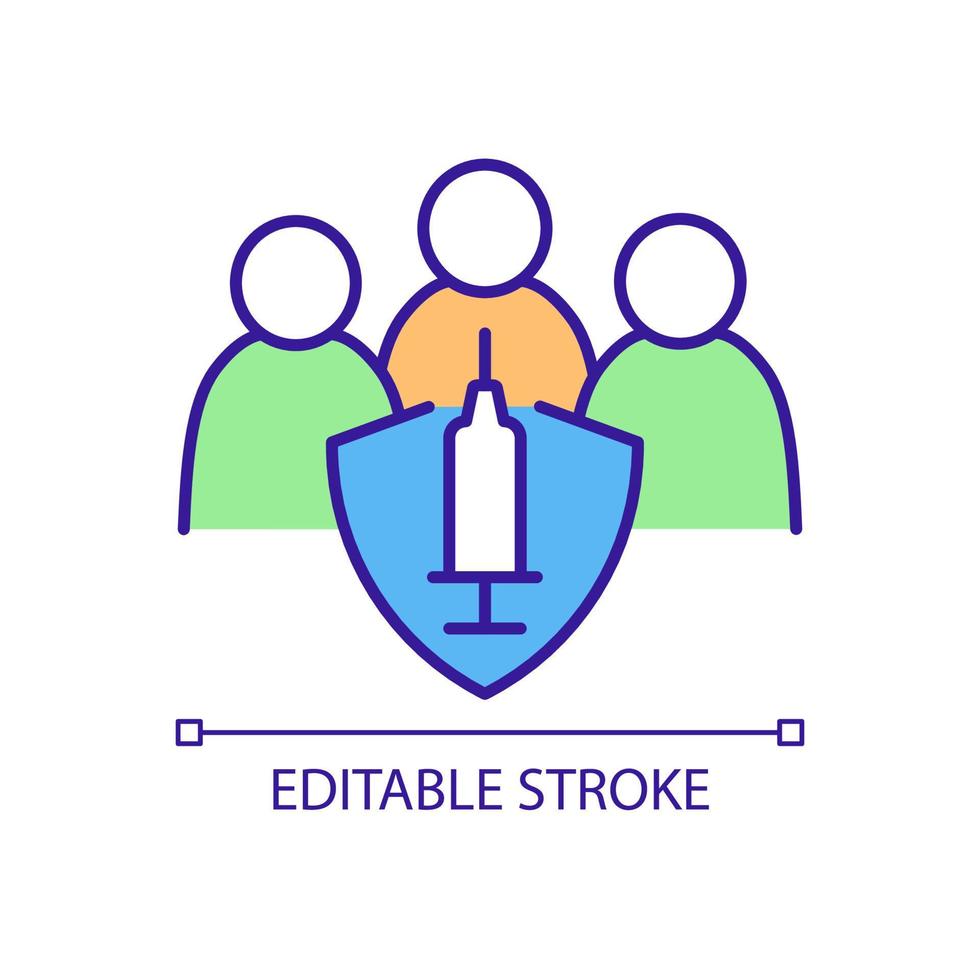 Widespread vaccination RGB color icon. Herd immunity. Developing protective antibodies against highly infectious disease. Isolated vector illustration. Simple filled line drawing. Editable stroke