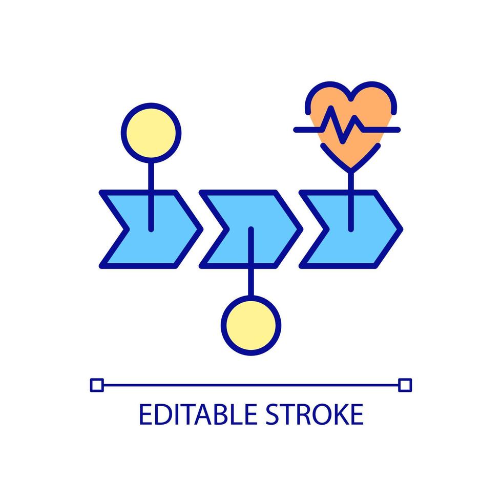 Establish baseline RGB color icon. Regular medical checkups and screening. Doctor examination and personal recommendations. Isolated vector illustration. Simple filled line drawing. Editable stroke