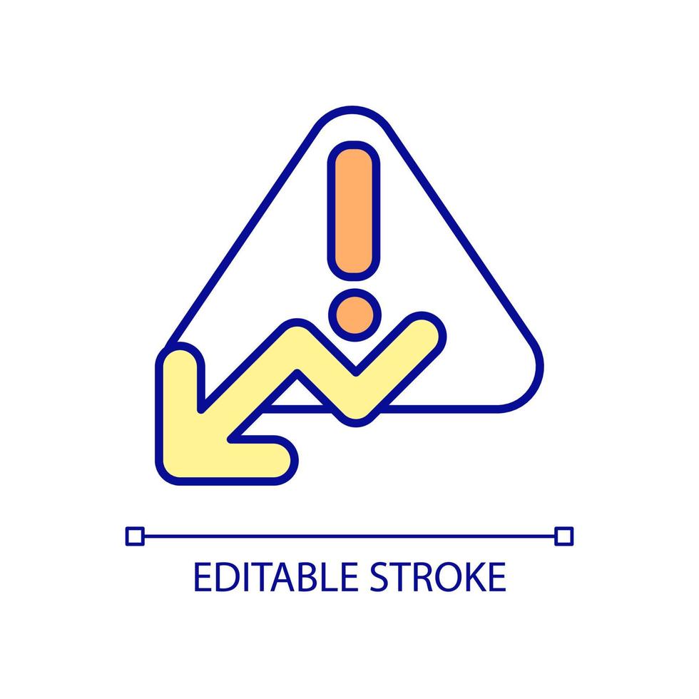 Risk reduction RGB color icon. Reduce possibility of failure. Danger prevention. Business fail avoidance. Company fall. Isolated vector illustration. Simple filled line drawing. Editable stroke