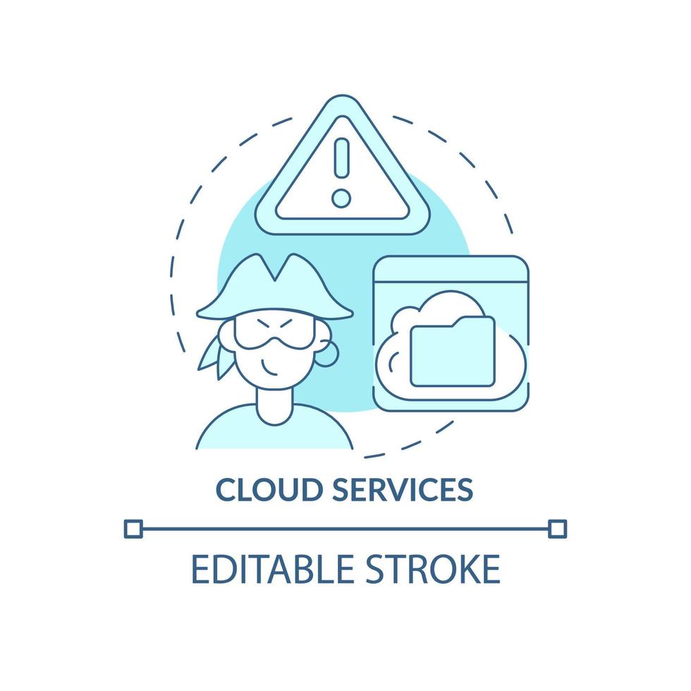 Cloud services blue concept icon. Source of piracy abstract idea thin line illustration. Cloud computing. Sharing pirated software. Vector isolated outline color drawing. Editable stroke