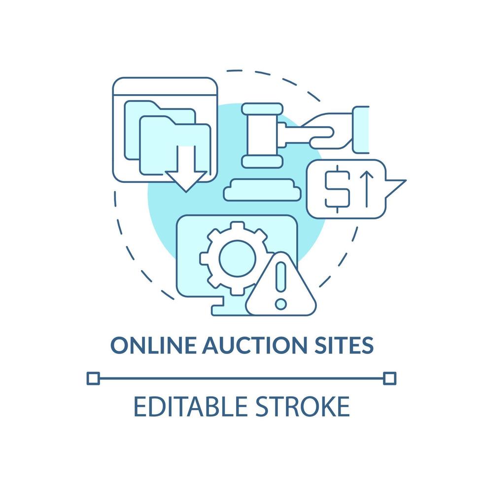 Online auction sites blue concept icon. Source of piracy abstract idea thin line illustration. Illegal copyrighted software sales. Vector isolated outline color drawing. Editable stroke