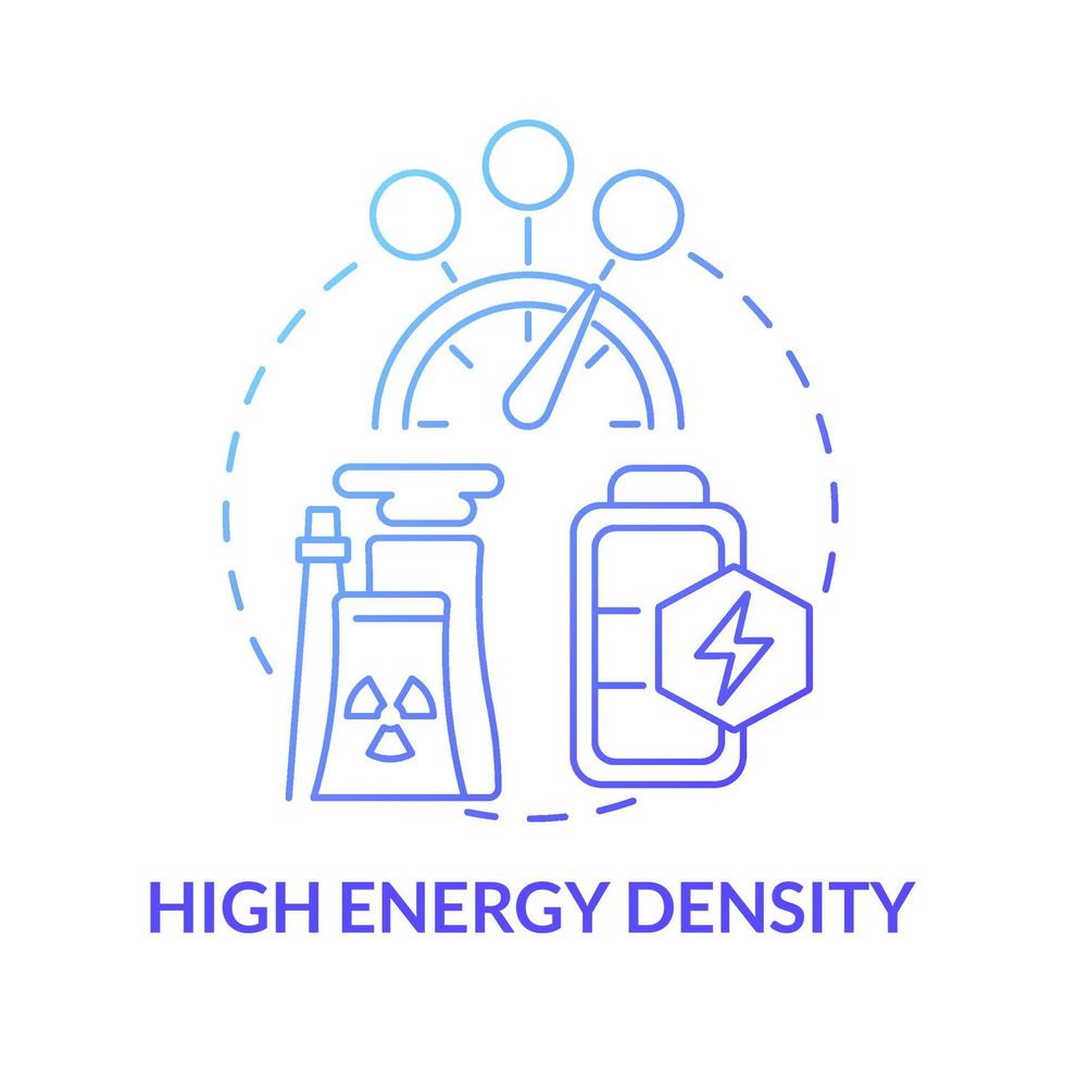 High energy density blue gradient concept icon. Nuclear energy advantage abstract idea thin line illustration. Enriched uranium. Production performance. Vector isolated outline color drawing