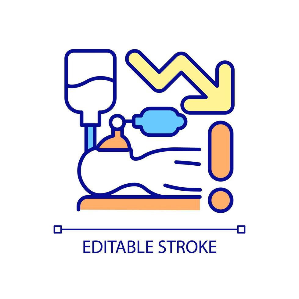 Critical condition RGB color icon. Intermittent mandatory ventilation. Artificial respiration. Emergency. Resuscitation. Isolated vector illustration. Simple filled line drawing. Editable stroke
