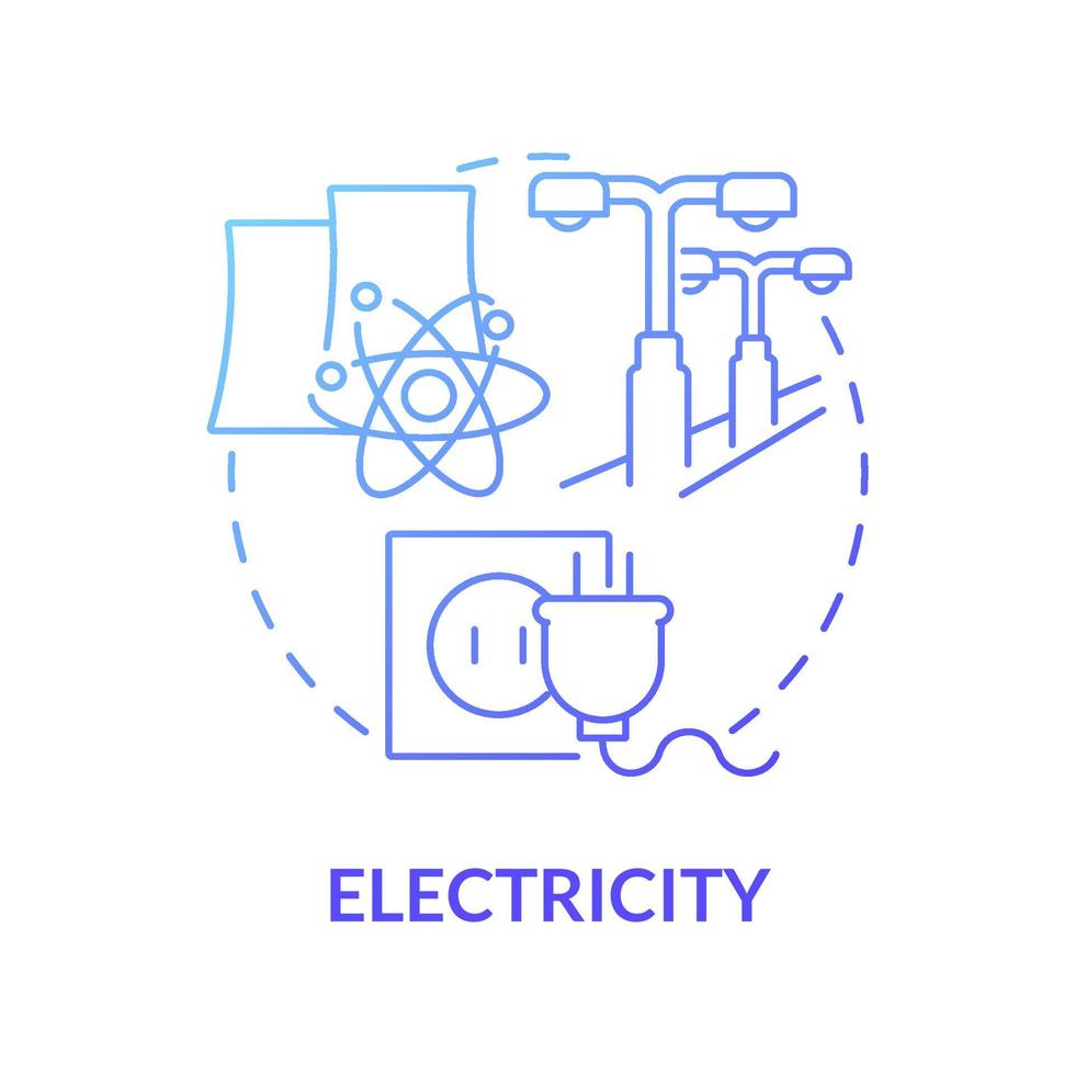 icono de concepto de gradiente azul de electricidad. Ilustración de línea delgada de idea abstracta de uso de energía nuclear. fisión nuclear y calor de desintegración. agua hirviendo en vapor. dibujo de color de contorno aislado vectorial vector