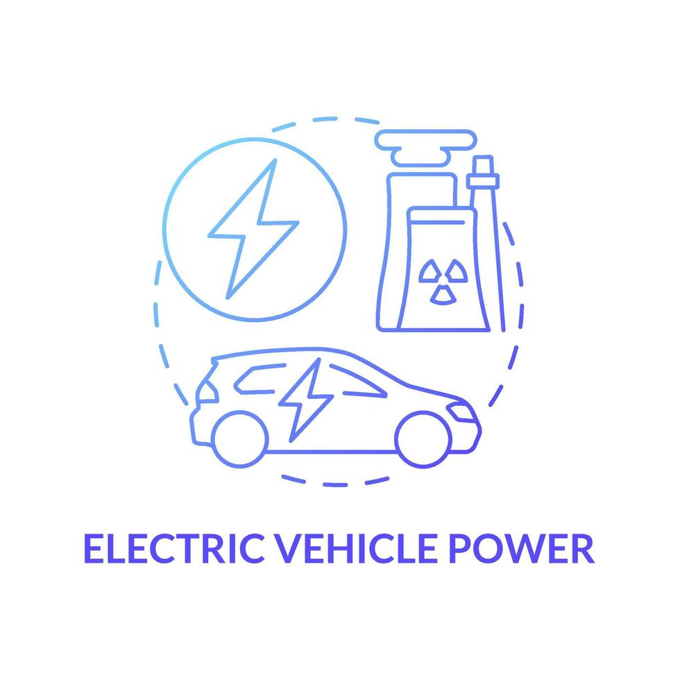 Icono de concepto de gradiente azul de potencia de vehículo eléctrico. Ilustración de línea delgada de idea abstracta de uso de energía nuclear. la lucha contra el cambio climático. tecnologías de accionamiento eléctrico. dibujo de color de contorno aislado vectorial vector