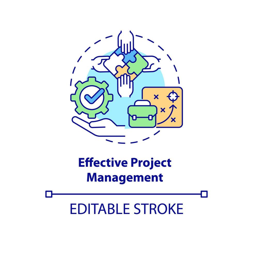 Effective project management concept icon. Organizing productive teamwork. Employee monitoring abstract idea thin line illustration. Vector isolated outline color drawing. Editable stroke
