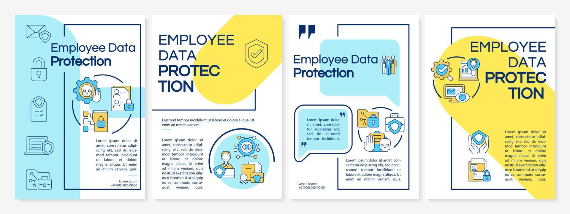 Employee data protection colourful brochure template. Privacy at work. Flyer, booklet, leaflet print, cover design with icons. Vector layouts for presentation, annual reports, advertisement pages