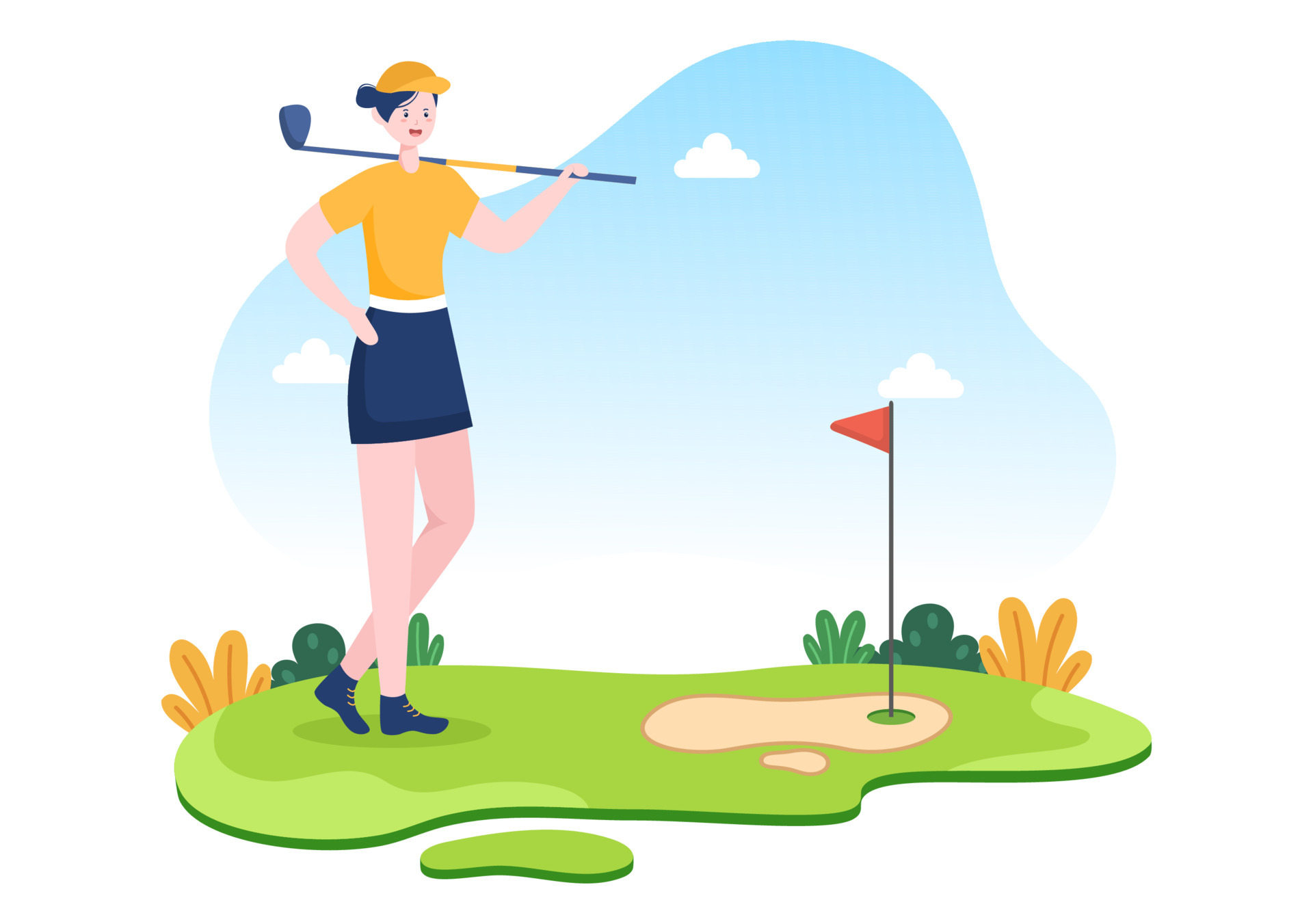 Playing Golf Sport with Flags, Sand Ground, Sand Bunker and Equipment on Outdoors Yard Green Plants in Flat Cartoon Background Illustration 6409476 Vector Art at Vecteezy Playing Golf Sport with Flags, Sand Ground, Sand Bunker and Equipment on Outdoors Yard Green Plants in Flat Cartoon Background Illustration 6409476 Vector Art at Vecteezy