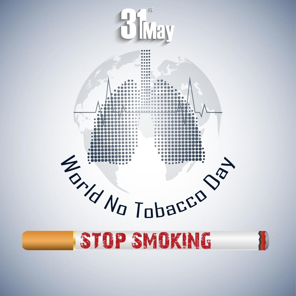 Stop smoking for 31st May the World No Tobacco Day vector