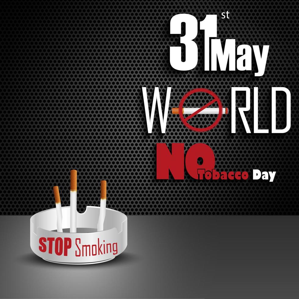 Ashtray with cigarettes for 31st May world No tobacco day vector