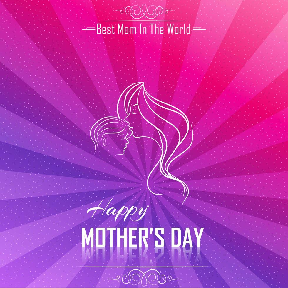 Happy Mother's Day with Silhouette of a mother and child background colorful burst.Vector vector