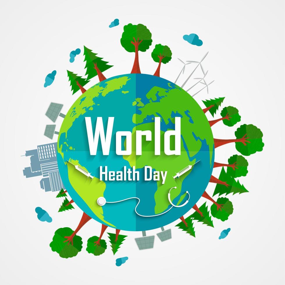 concepto del día mundial de la salud con el medio ambiente de la tierra vector
