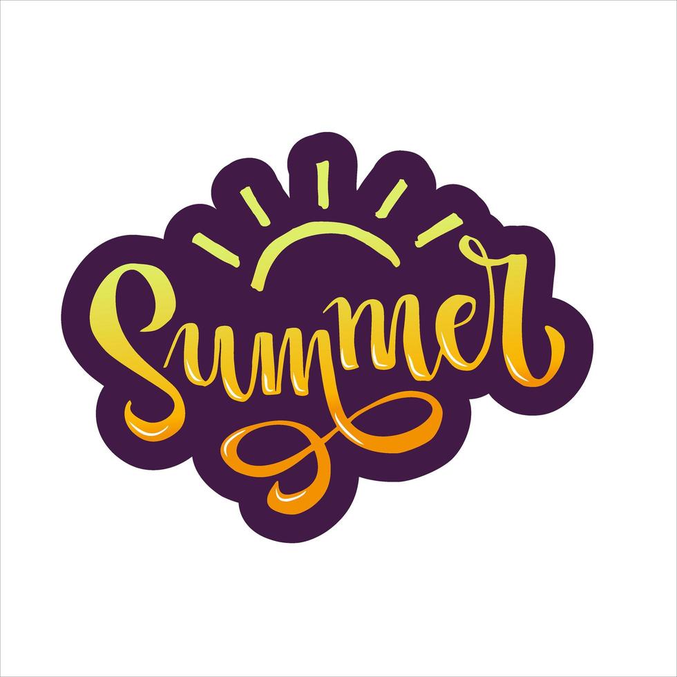 Summer lettering Gradient Handwritten calligraphy, brush painted letters. Inspirational text in vector illustration. Template for flyer, banner, poster, greeting card, web design or photo overlay