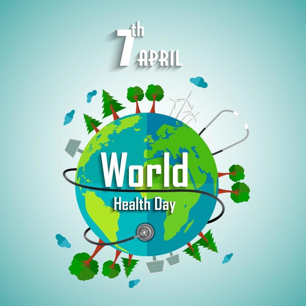 World health day concept with environmental of earth.Vector vector