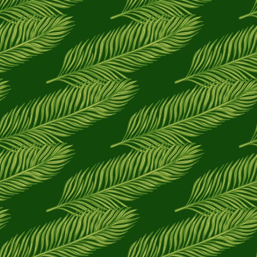 Palm leaves seamless pattern. Tropical branch in engraving style. vector