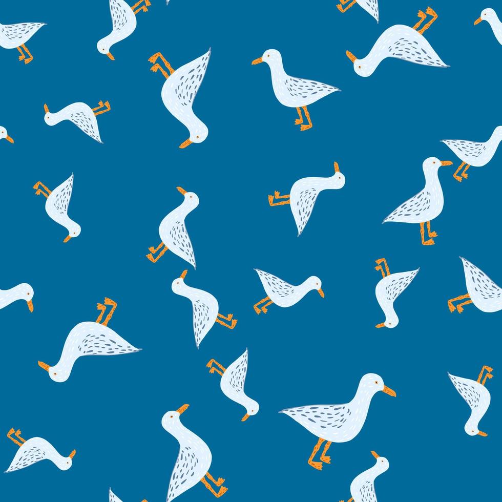 gaviotas de pie de patrones sin fisuras. fondo de aves marinas. vector