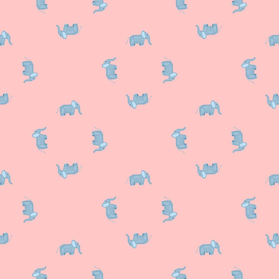 Elephant cute seamless pattern. Background with kids toy. vector