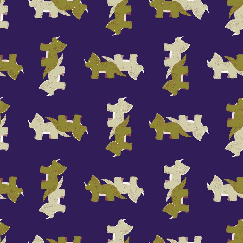 Triceratops seamless pattern. Children dino background. vector