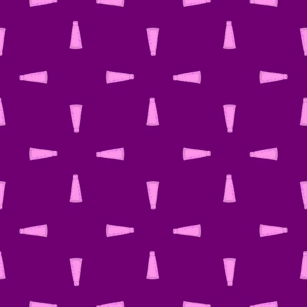 Tube cosmetic cream seamless pattern. Elements spa in doodle style. vector
