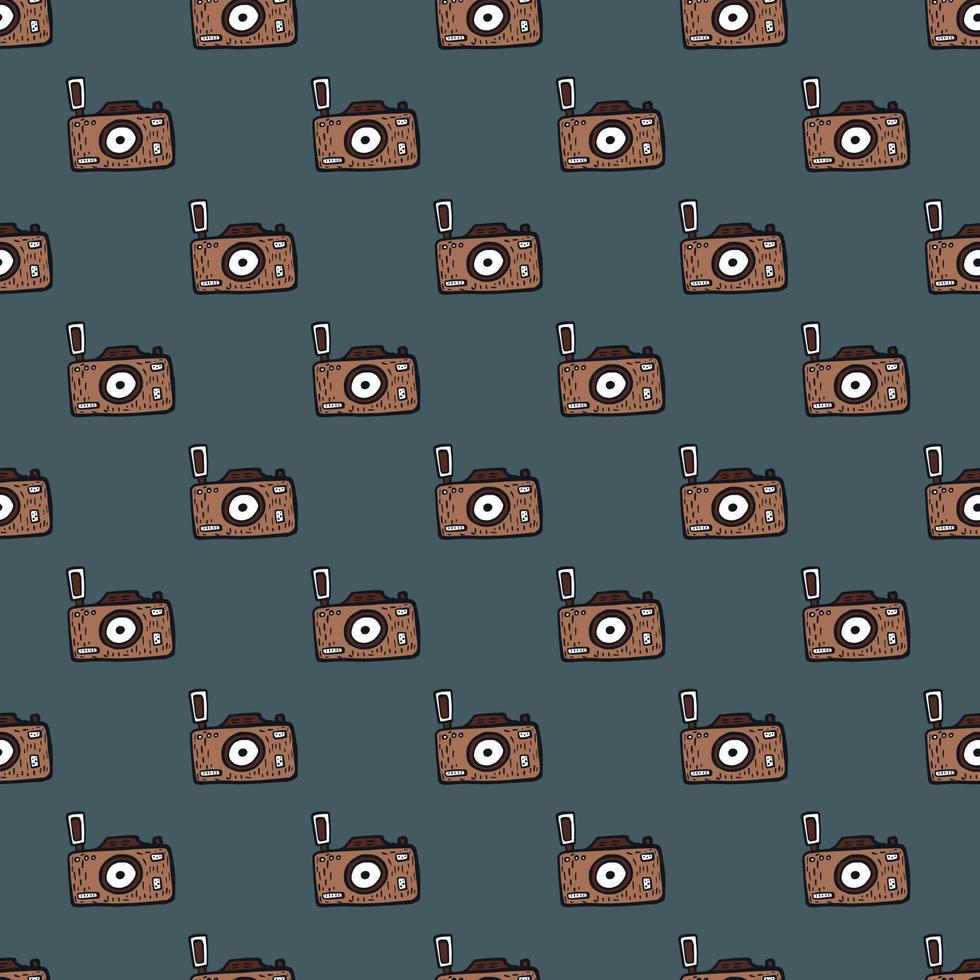 Photo camera seamless pattern. Cute vintage cameras background. vector