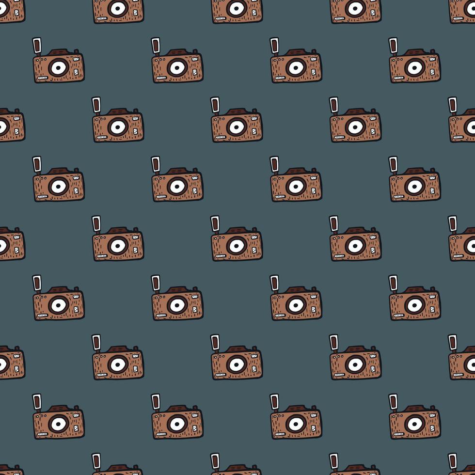 Photo camera seamless pattern. Cute vintage cameras background. vector