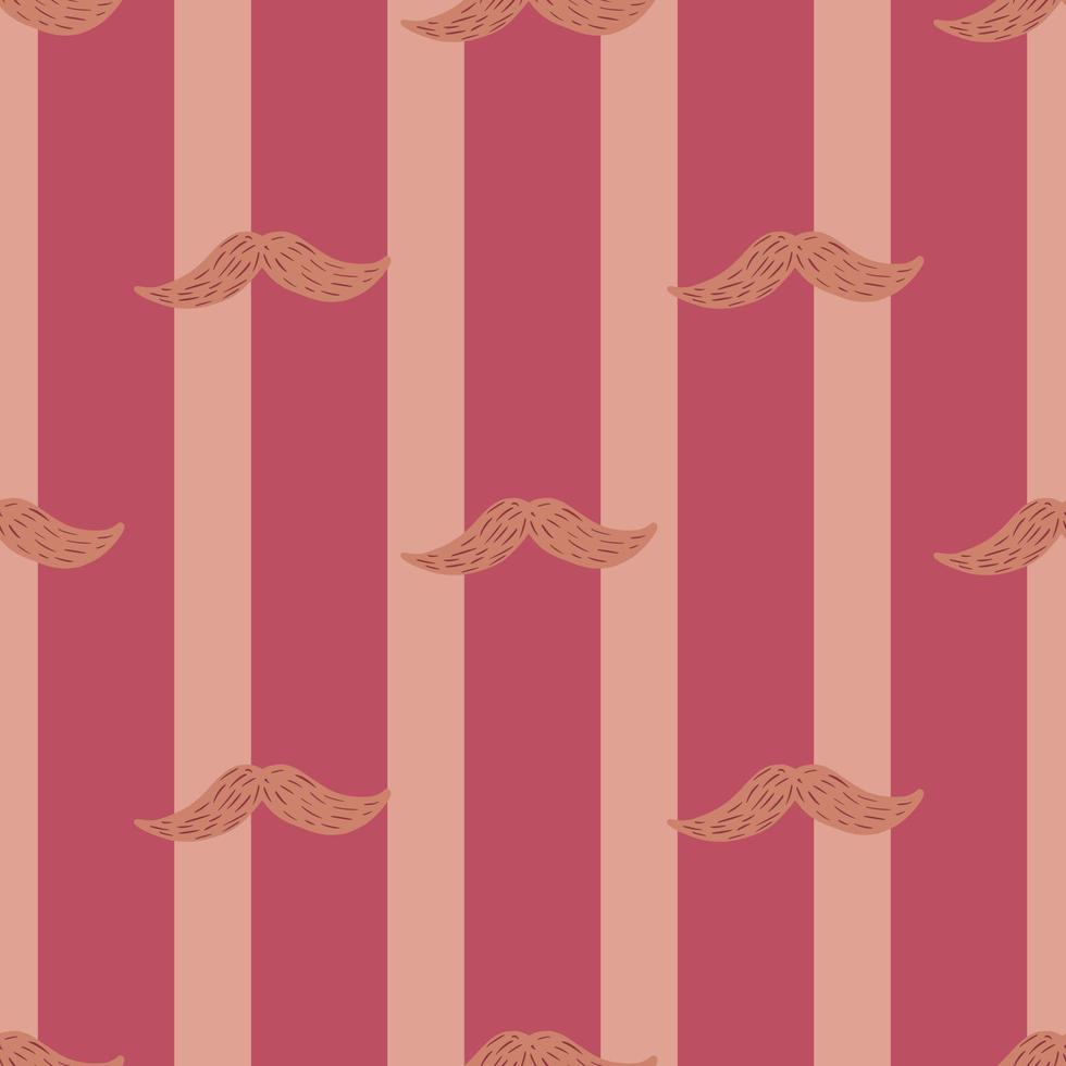 Mustache seamless pattern on. Vintage barber shop in doodle style. vector