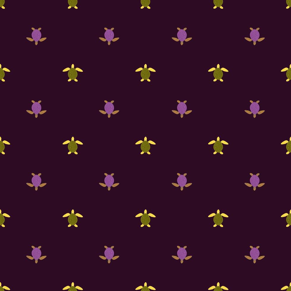 Seamless pattern sea turtles. Cute marine turtle in doodle style. vector