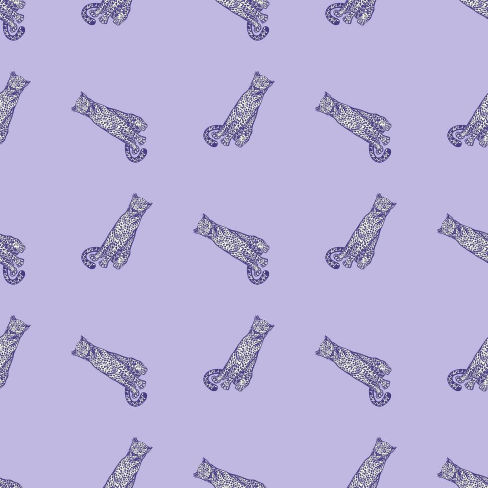 Leopard sitting seamless pattern. Vintage wildlife animals background. vector