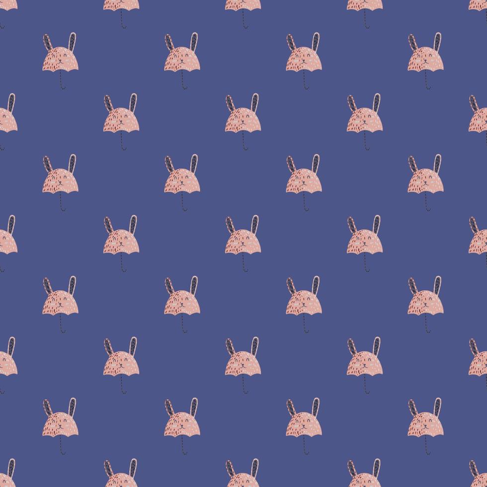 Umbrella bunny seamless pattern. Funny characters background. vector