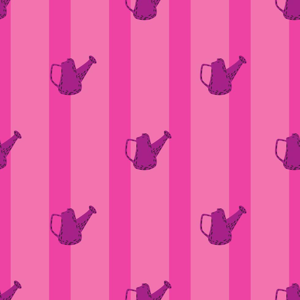 Watering can seamless pattern. Garden background. vector
