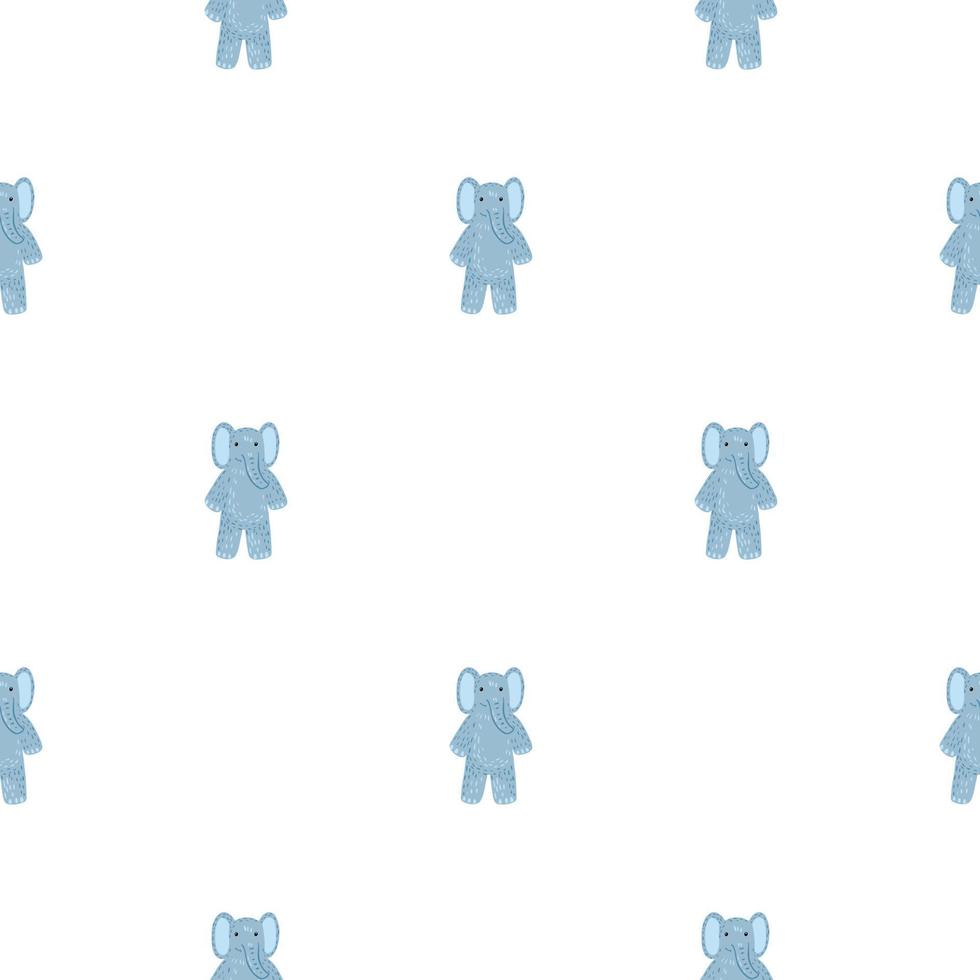 Cute elephant toy seamless pattern. Funny child playthings in doodle style. vector