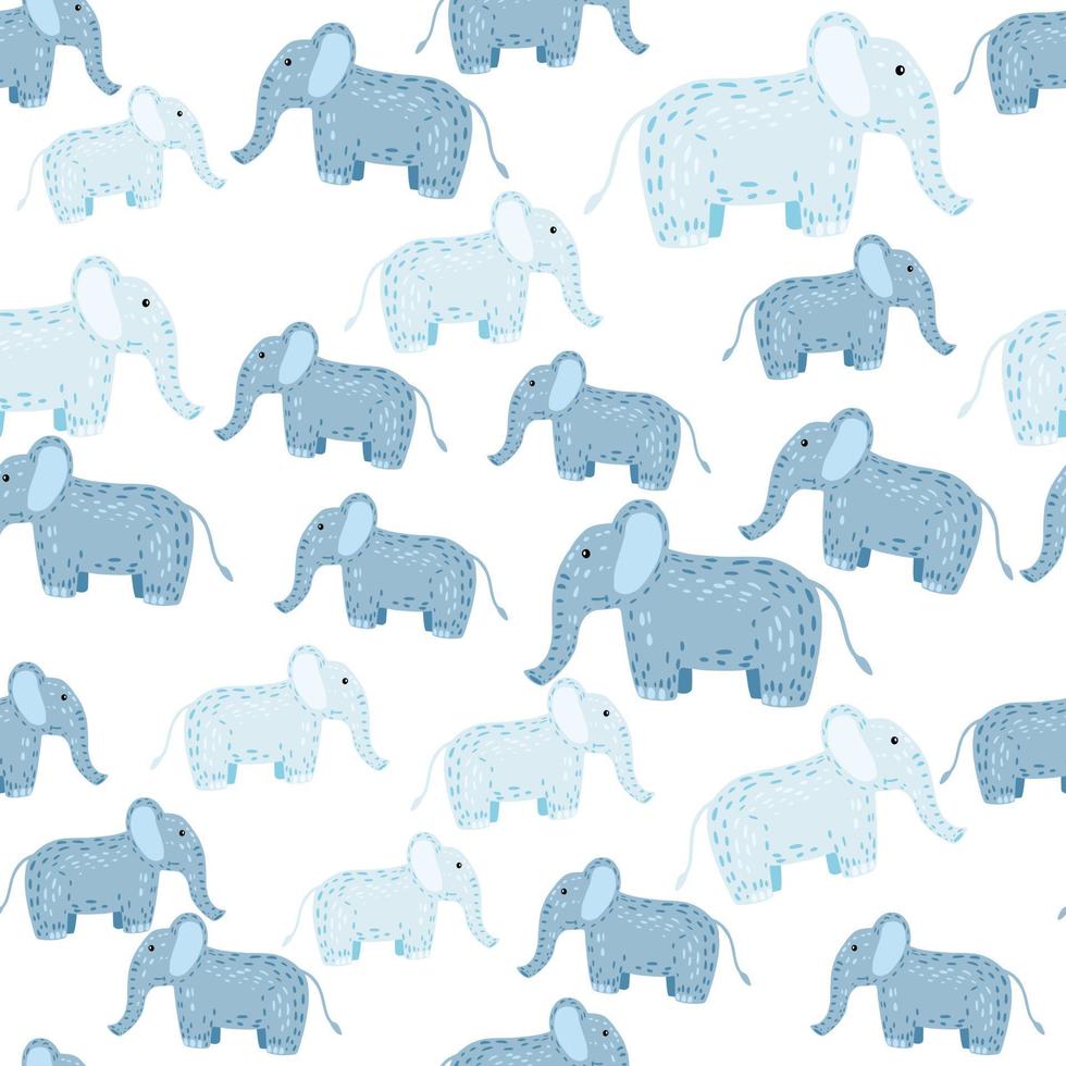 Elephant cute seamless pattern. Background with kids toy. vector