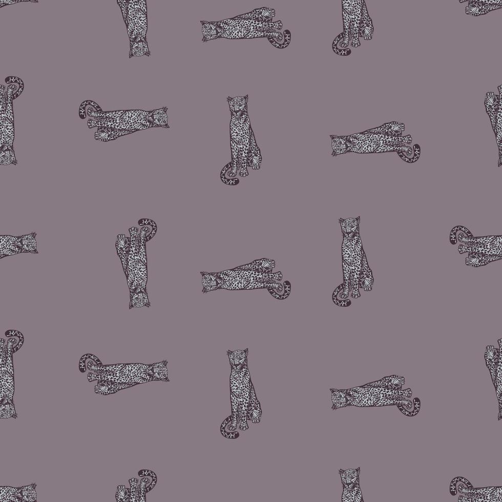 Leopard sitting seamless pattern. Vintage wildlife animals background. vector