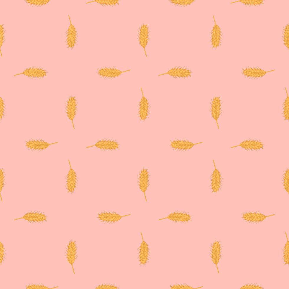 Wheat seamless pattern. Cereal crop sketch. vector